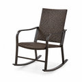 Garten Schaukelstuhl aus Stahl und PE-Rattan Braun 66 x 88 x 100 cm
