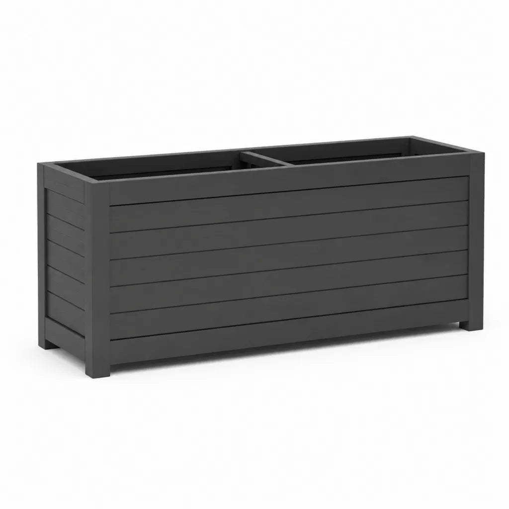 Pflanzkasten mit 2 Pflanzfachern aus PP Kunststoff rechteckig Anthrazit 100 x 43 x 35 cm
