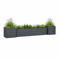 Pflanzkubel Set 3-teilig aus PP rechteckig quadratisch Anthrazit 120 x 40 x 40 cm und 40 x 40 x 40 cm