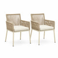 2er Set Gartenstuhle mit Armlehnen Aluminium und PE-Geflecht Beige 58 x 60 x 82 cm