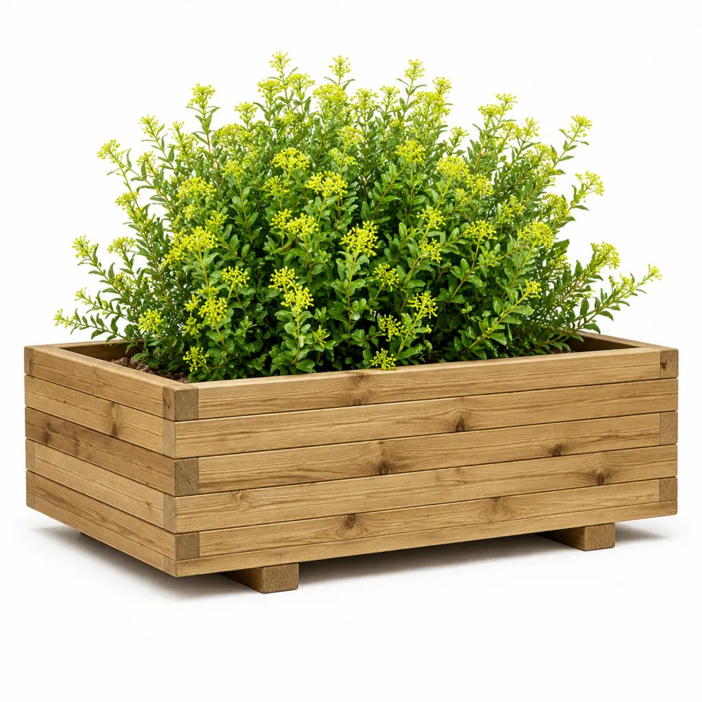 Hochbeet Pflanzkasten aus Kiefernholz rechteckig Naturbraun 100 x 50 x 45 cm