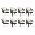 8er Set Gartenstuhle mit Armlehnen 62 x 62 x 80 cm Aluminium PE-Geflecht Schwarz Creme